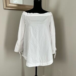 Free People White Bow tie Sleeves Off The Shoulder Cottage Top
